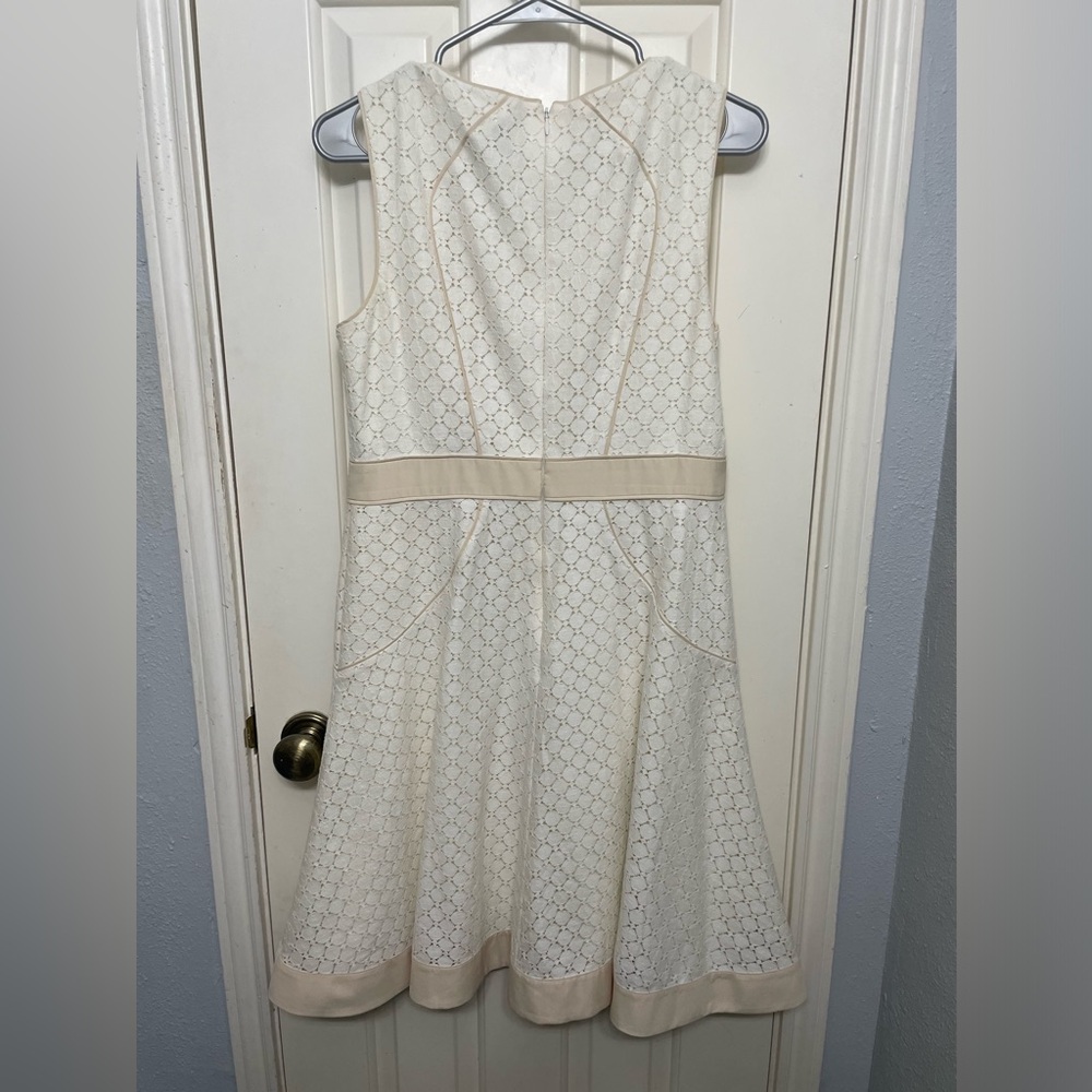 Ann Taylor Cream A-Line Mini Dress Scoop Neck - Picture 2 of 9